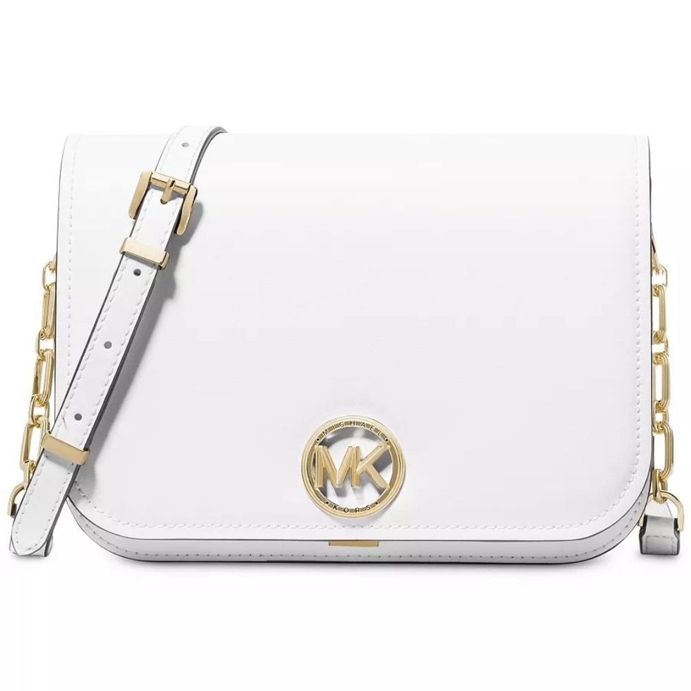 Michael Kors White Crossbody Bag with Gold MK Accent